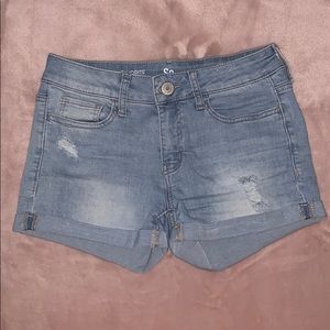 So Low Rise Shortie Jean Shorts